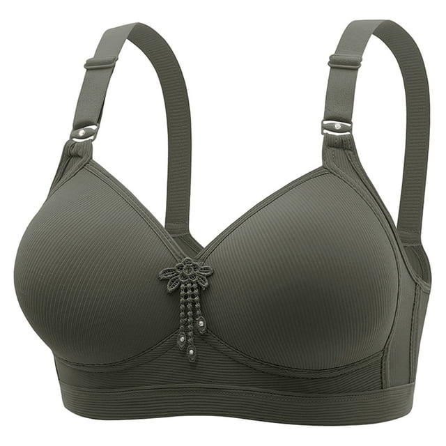 FhsagQ Bra Womens Bras with Robe Women's Oversized Non Steel Hoop Sweat Wicking Breathable Back without Steel Hoop Gathering Bra with Adjustable Upper Support for Women's Underwear Army Green 40