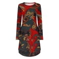 thumbnail image 5 of Vestido HUOGUO para mujer, cuello en O, manga larga, estampado floral, 5 of 5