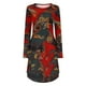 thumbnail image 5 of Vestido HUOGUO para mujer, cuello en O, manga larga, estampado floral, 5 of 5