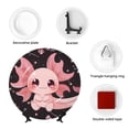 thumbnail image 4 of Wukai Chibi Axolotl Sakura Fantasy Print Decorative Plate for Display,Bone China Decorative Plate, Ceramic Dinner Plate with Stand, Vertical Ceramic Plate-6in, 4 of 6