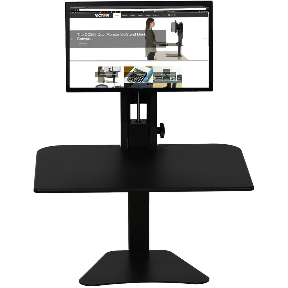 Victor High Rise Manual Standing Desk Workstation, Black