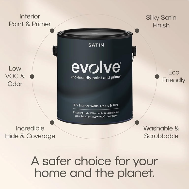 Evolve Eco-Friendly Ivy Green Satin Sheen Acrylic Latex Paint and