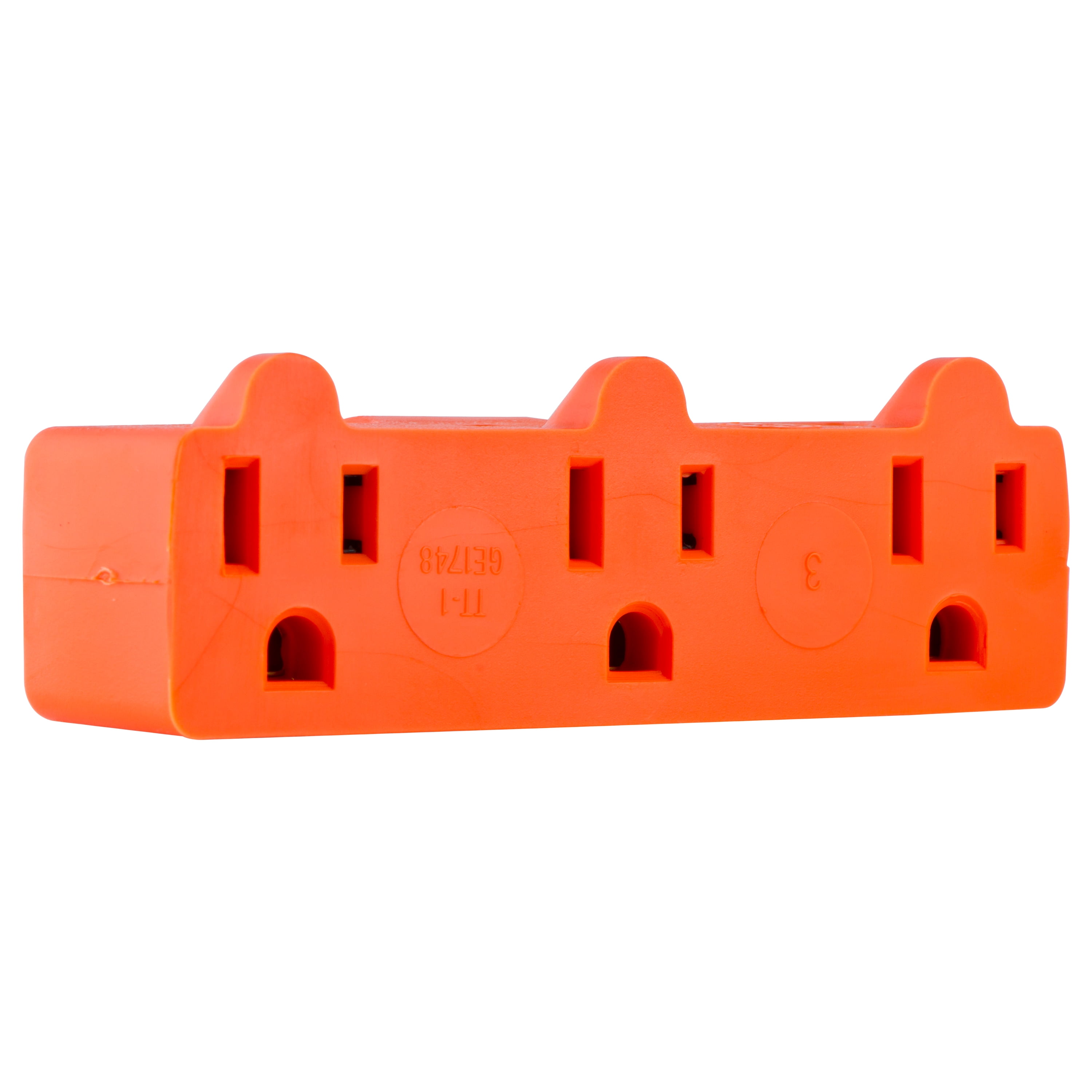 GE Heavy Duty 3-Outlet Power Outlet Adapter Wall Tap, Orange, 54541