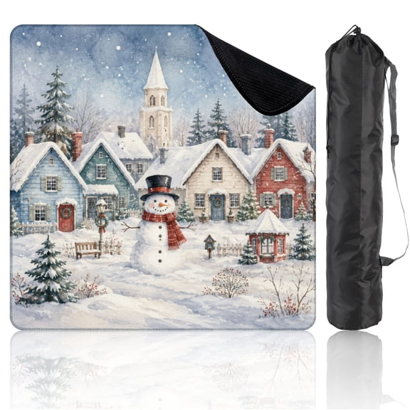 Mahjong Mat 31.5" x 31.5" Christmas Winter Farmhouse Snowman Holiday Colorful Non-Slip Noise Reduction Mahjong Accessories Gifts for Board and Tile Games, Christmas Gifts for Women