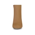 thumbnail image 6 of BLISSFUL STEP Women's Side Zipper Block Heel Ankle Boots Brown 6, 6 of 7