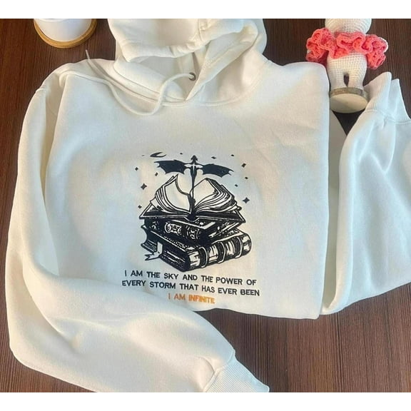 I Am The Sky Embroidered Sweater, Basgiath War College, Fourth Wing, Bookish The Empyrean, Unisex Sweatshirt-LINHKHA