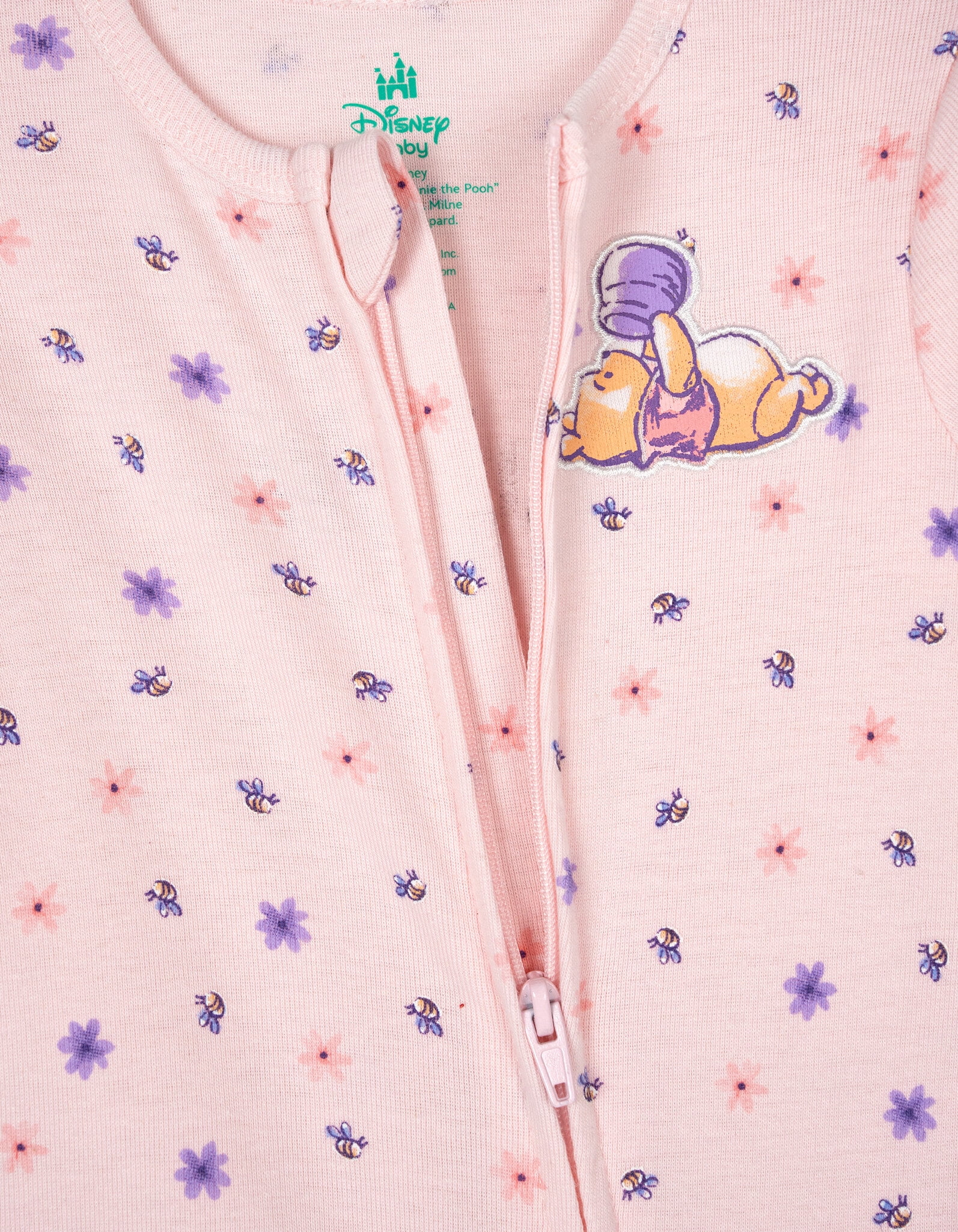 Disney Winnie the Pooh Baby Girls' 2-Pack Footed Sleep N' Play Coveralls Pooh Pink Ivory