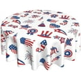 thumbnail image 1 of 4th of July Tablecloth 60 Inch Round, Patriotic Memorial Day Tablecloths Stain Resistance Polyester Independence Day American Flag Table Cloth for Party Picnic Dinner Holiday Decor, 1 of 1
