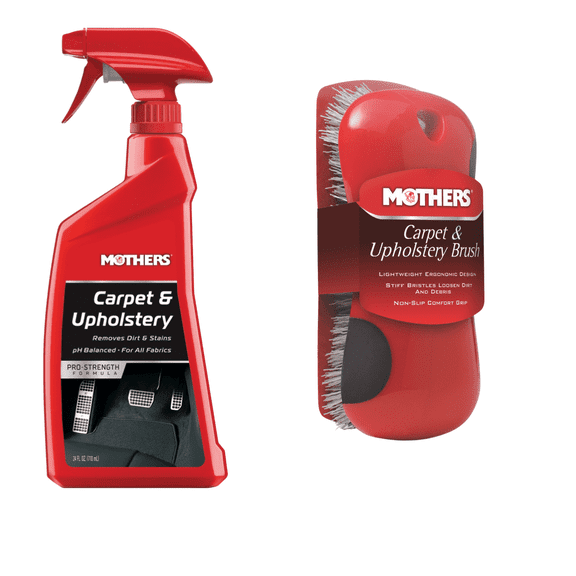 Mothers 05424/155900 Carpet & Upholstery Fabric Cleaner 24 oz. and Mothers Carpet & Upholstery Detail Brush