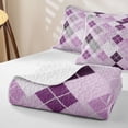 thumbnail image 4 of Erosebridal Lavender Check Quilt King,Purple Rhombus Pattern King Coverlet Set For Boys,3-Piece, 4 of 7