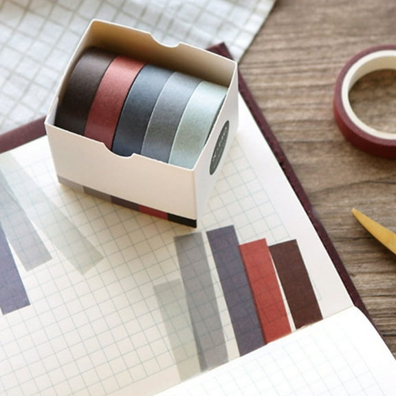 Masteelf  10 Rolls Craft Masking Tape Colored Gift Packaging Simple Design