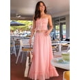 thumbnail image 6 of Women'S Skirt Sets 2 Piece Outfits Contrast Trim Ruffle Hem Tops and Maxi Skirt Vacation Set Pink L, 6 of 10