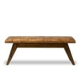 thumbnail image 1 of Pemberly Row Button-Tufted Genuine Leather Upholstered Bench in Tan, 1 of 7