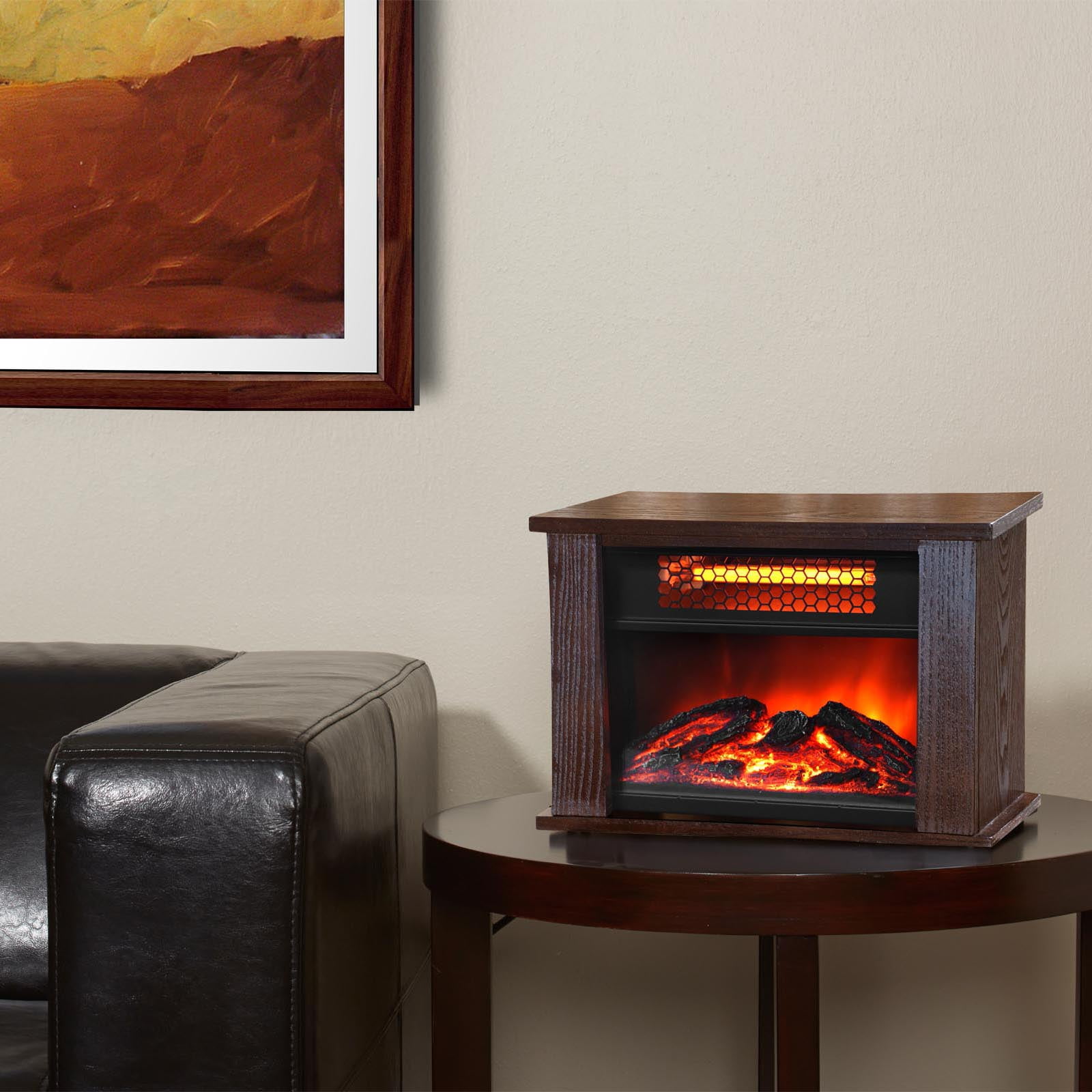 Lifepro Lifesmart 750 Watt Infrared Quartz Mini Wood Fireplace Space Heater