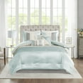 thumbnail image 2 of Madison Park 7-Piece Pintuck Bed in a Bag Comforter Set, King, Aqua, Amherst All Season Bedding Set, 2 of 12