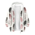 thumbnail image 4 of cllios Women's Fuzzy Long Sleeve Hoodies Full Zip Up Drawstring Fleece Tops Warm Feather Pattern Winter Coats with Pockets, 4 of 5