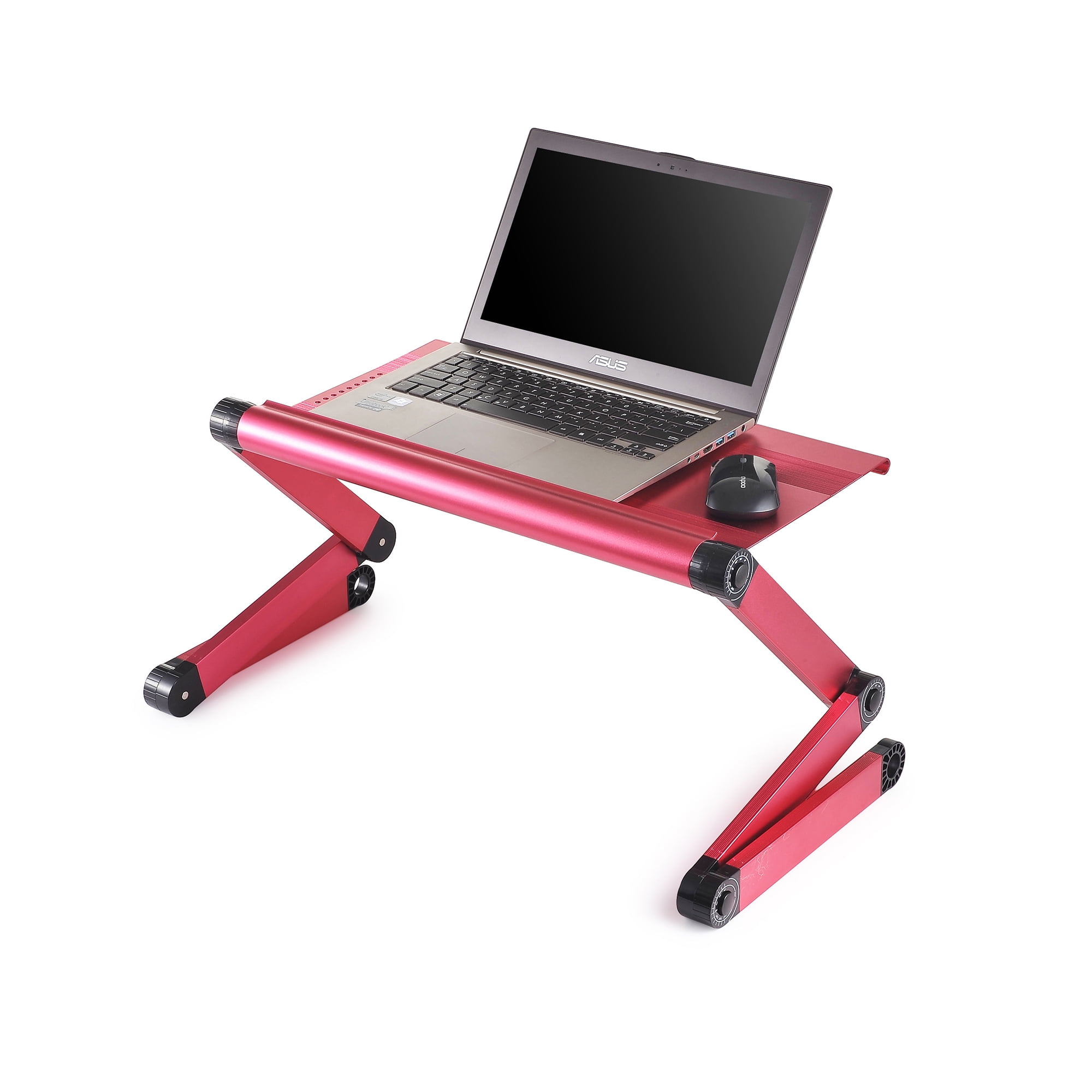 Ergonomics Aluminum Vented Adjustable MultiFunctional Laptop Desk Portable Bed Tray, Pink