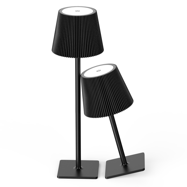 Mistaha Modern Wireless LED Desk Lamp with Touch Control, Adjustable Height, Rechargeable Battery - Sleek Black Metal Design, Dual Lighting, 3 Colour Temperature, Portable - Set of 2