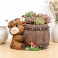 thumbnail image 4 of Resin Cow Planter, Highland Cow Figurine with Flower Pot, Cute Desktop Decor for Shelf Desk Mantel, Farmhouse Home Decoration, Gift for Animal Lovers, 4 of 6