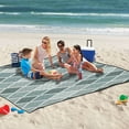 thumbnail image 5 of Extra Large Picnic Beach Blanket Waterproof Sand Proof Portable Outdoor Mat Bluish White Block 60x80, 5 of 9