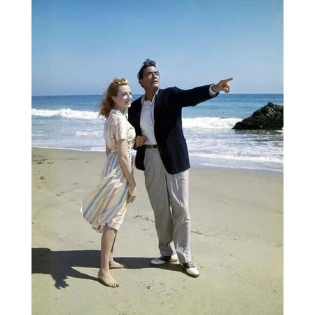 Beloved Infidel 1959 Gregory Peck Deborah Kerr pose on Malibu beach 5x7 photo