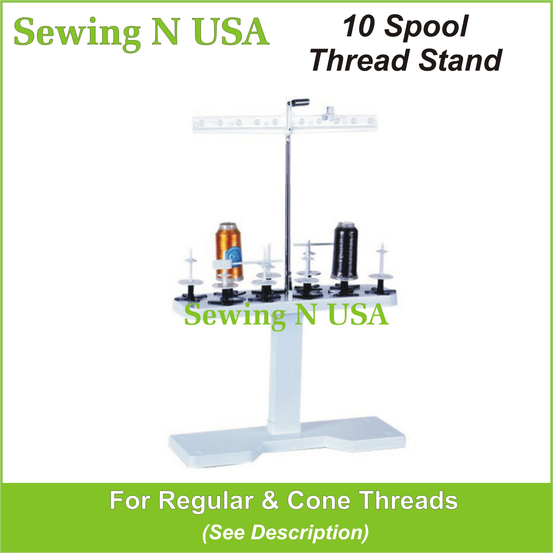 10 Spool Thread Stand For Embroidery Machines Cone Or Regular Spools