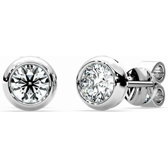 Moissanite Diamond Stud Earrings for Women Bezel Solitaire S925 Sterling Silver for Wife Girlfriend Mom Gifts for Her Daughter on Birthday Wedding Anniversary 1 cttw