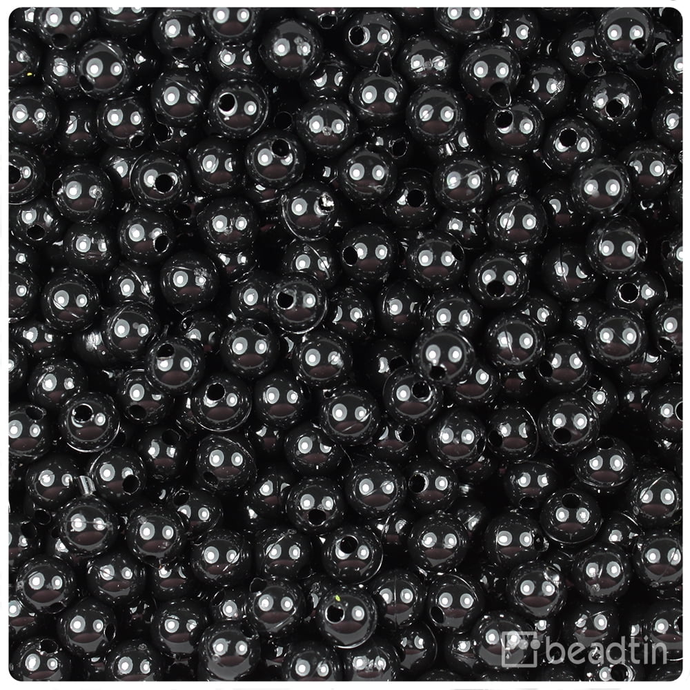 BeadTin Black & White Opaque 9mm Barrel Pony Beads (500pc)