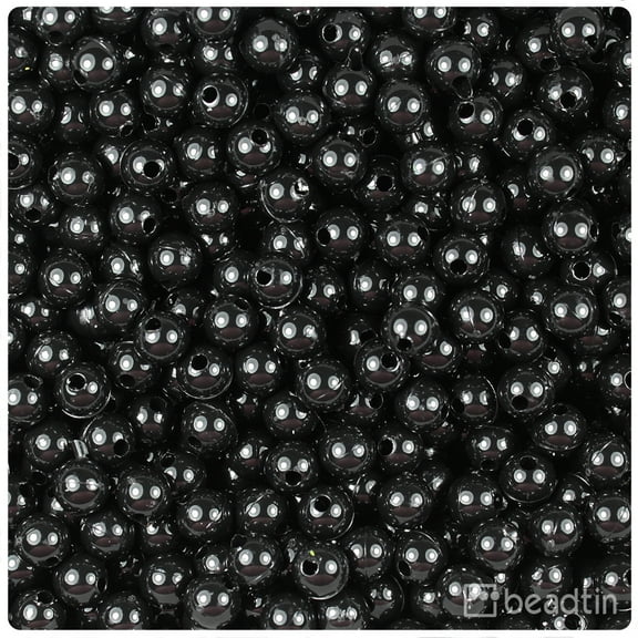BeadTin Black Opaque 6mm Round Craft Beads (500pcs)