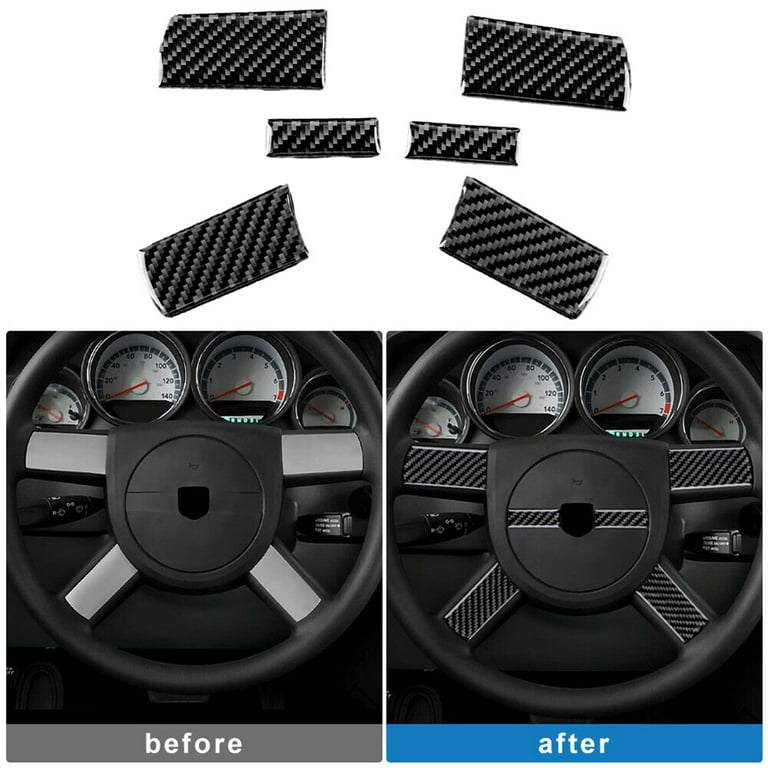 5Pcs Steering Wheel Cover Sticker Carbon Fiber For Dodge Magnum Charger  08-2010 