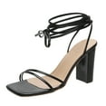 thumbnail image 1 of 2025 Femmes Été Uni Femmes Talons Hauts Couleur Cheville Croisé Bout Rond Talons Hauts pour Femmes Bride Talon Épais Bottes à Talons Hauts pour Femmes Sandales, 1 of 8