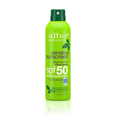 Alba Botanica Sensitive Fragrance Free Clear Spray Sunscreen SPF 50, (Best Natural Sunscreen Uk)