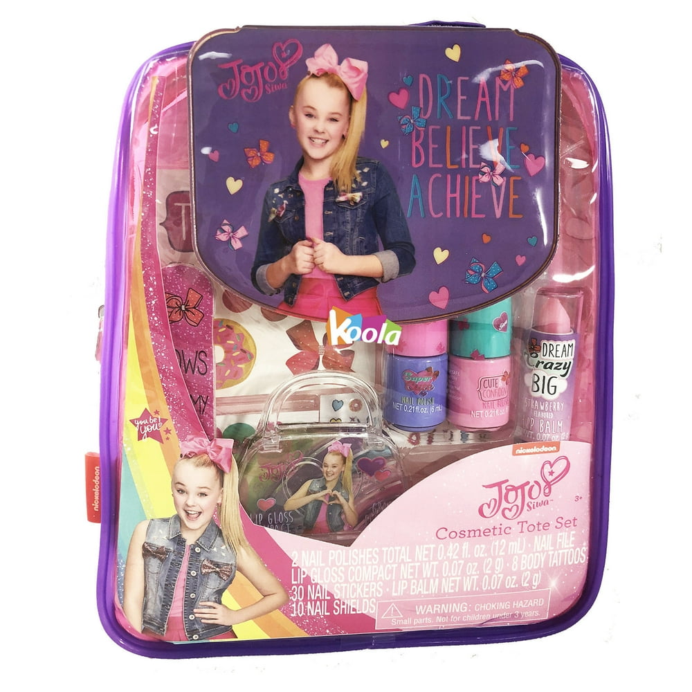 Girls Jojo Siwa Cosmetics & Tote Bag Set Nail Polish Lip Gloss Balm
