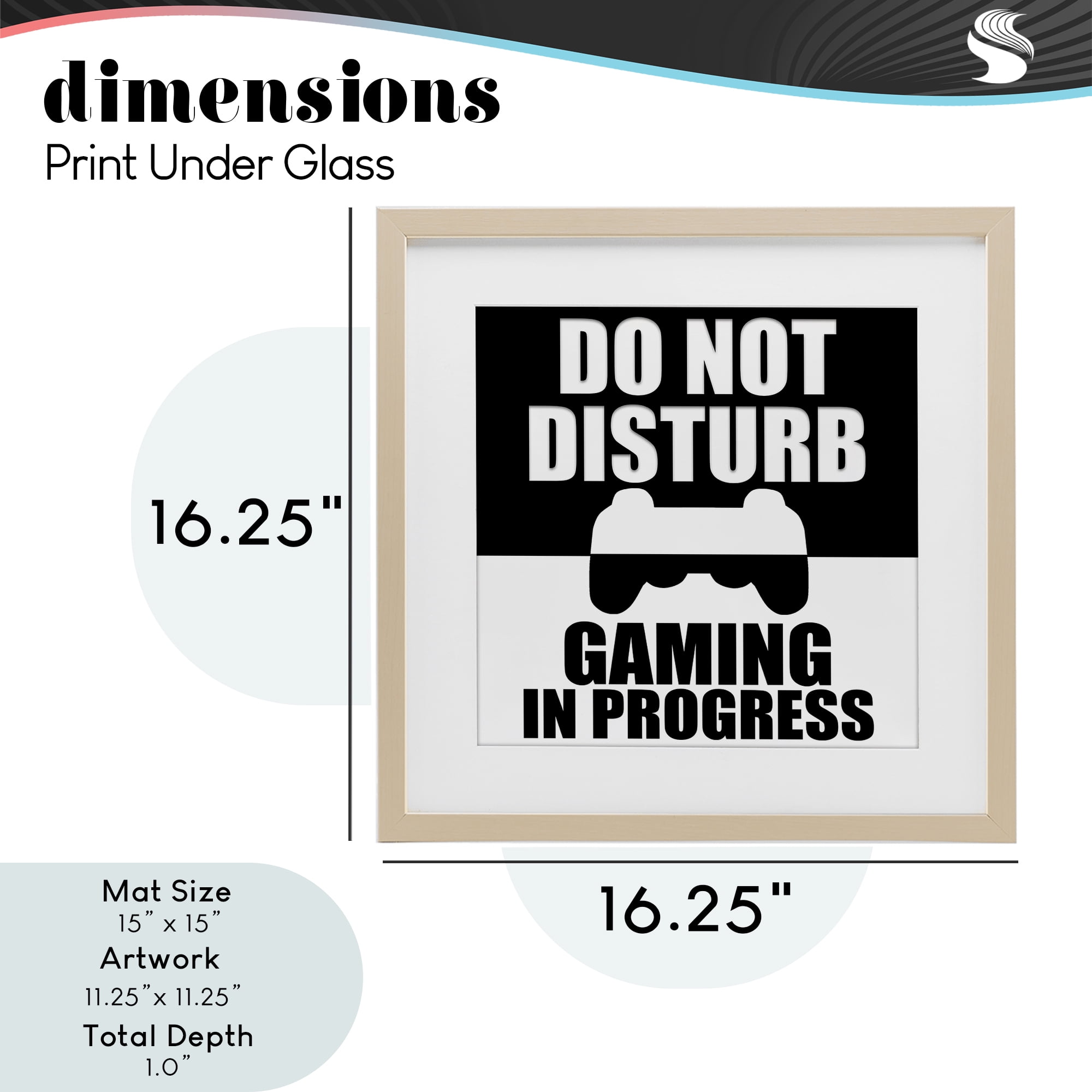 Do Not Disturb Minimal Gamer Birch Framed Print Under Glass, design by Kim Allen