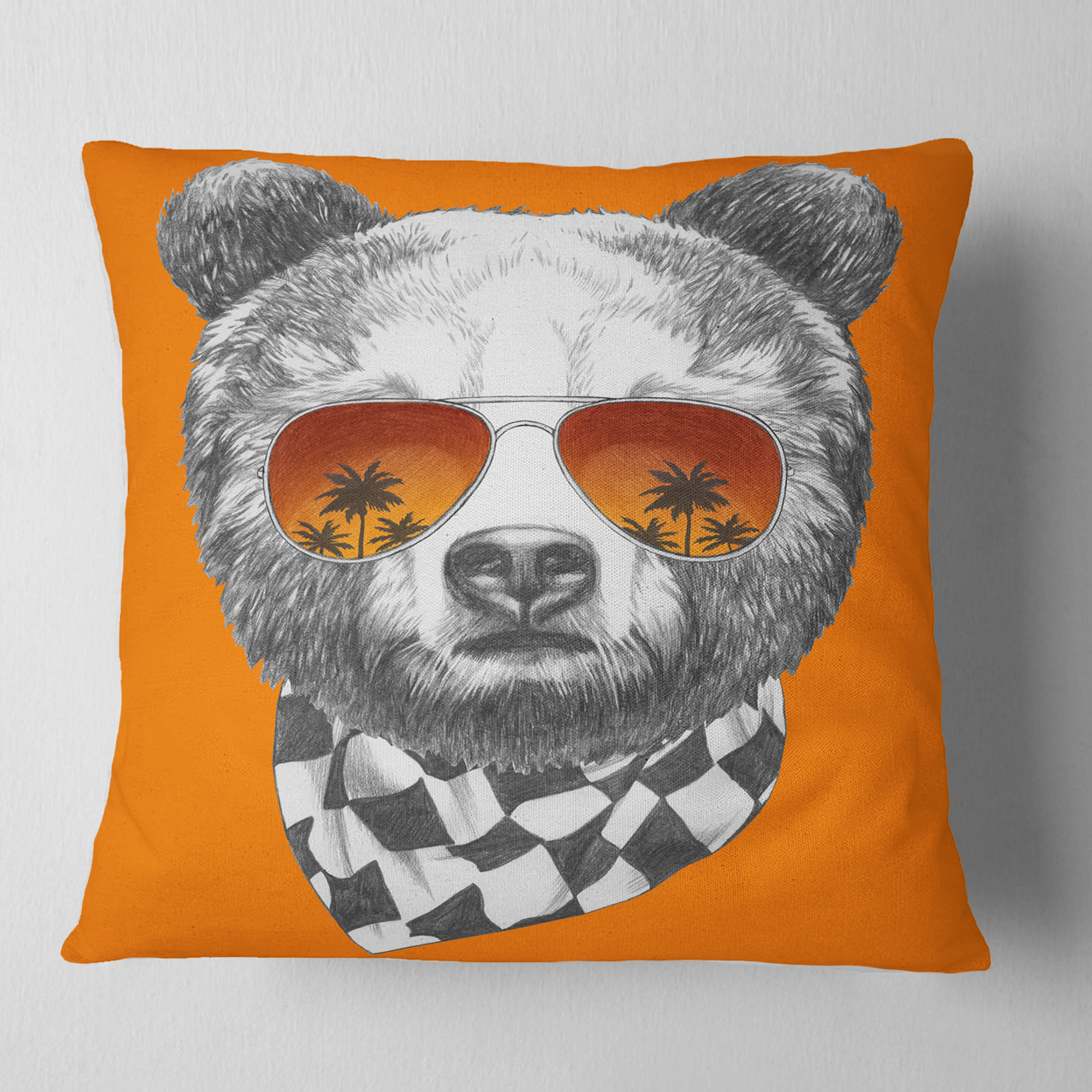 Designart Funny Bear with Sunglasses - Animal Throw Pillow - 18x18