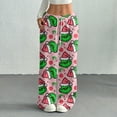thumbnail image 2 of Women's Casual And Fashionable Greentown Printed Elastic Waist, Loose Straight Leg With Plush Pants With Rope, 2 of 2