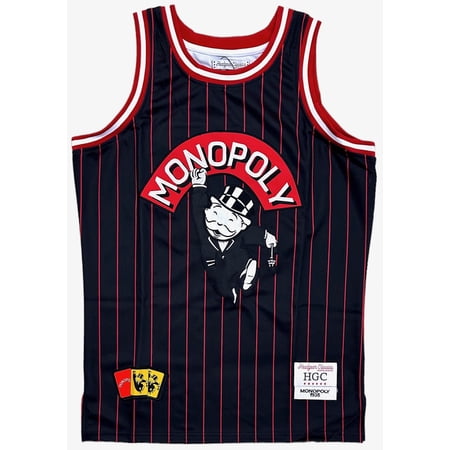 Monopoly Men's Headgear Classics Premium Embroidered Basketball Jersey (XX-Large, Black)