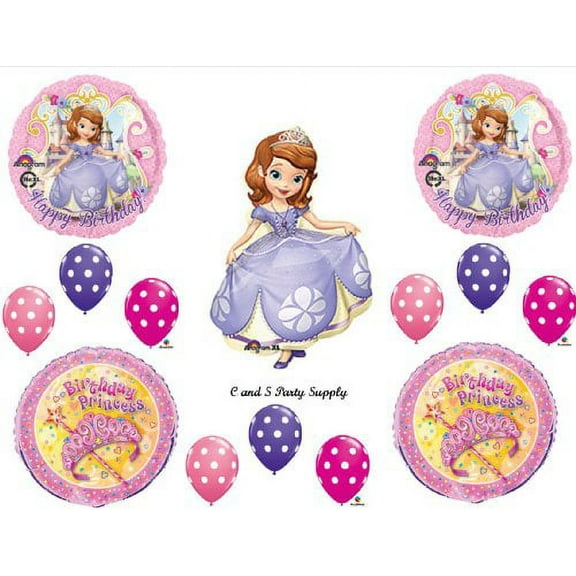 PRINCESS SOFIA the FIRST Happy Birthday PARTY Balloons Decorations Supplies Disney Polka Dots