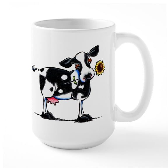 CafePress - Sunny Cow Large Mug - 15 oz Ceramic Large White Novelty Mug