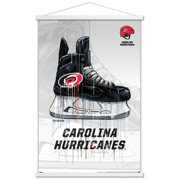NHL Carolina Hurricanes - Drip Skate 21 Wall Poster with Wooden Magnetic Frame, 22.375" x 34"