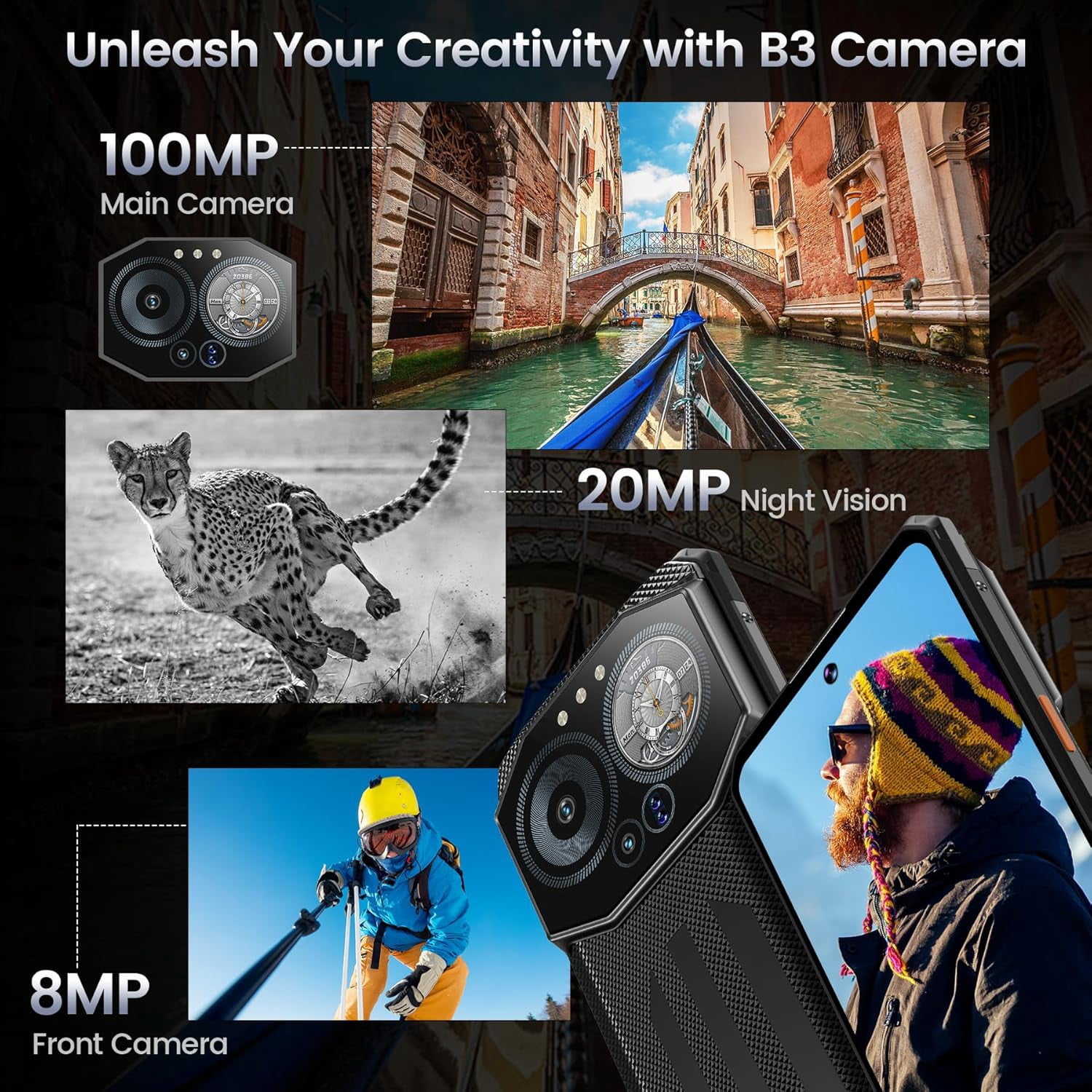 IIIF150 B3 Outdoor Mobile Phone Without Contract, 20(8 12)GB 256GB/1TB, 10800mAh/30W,black