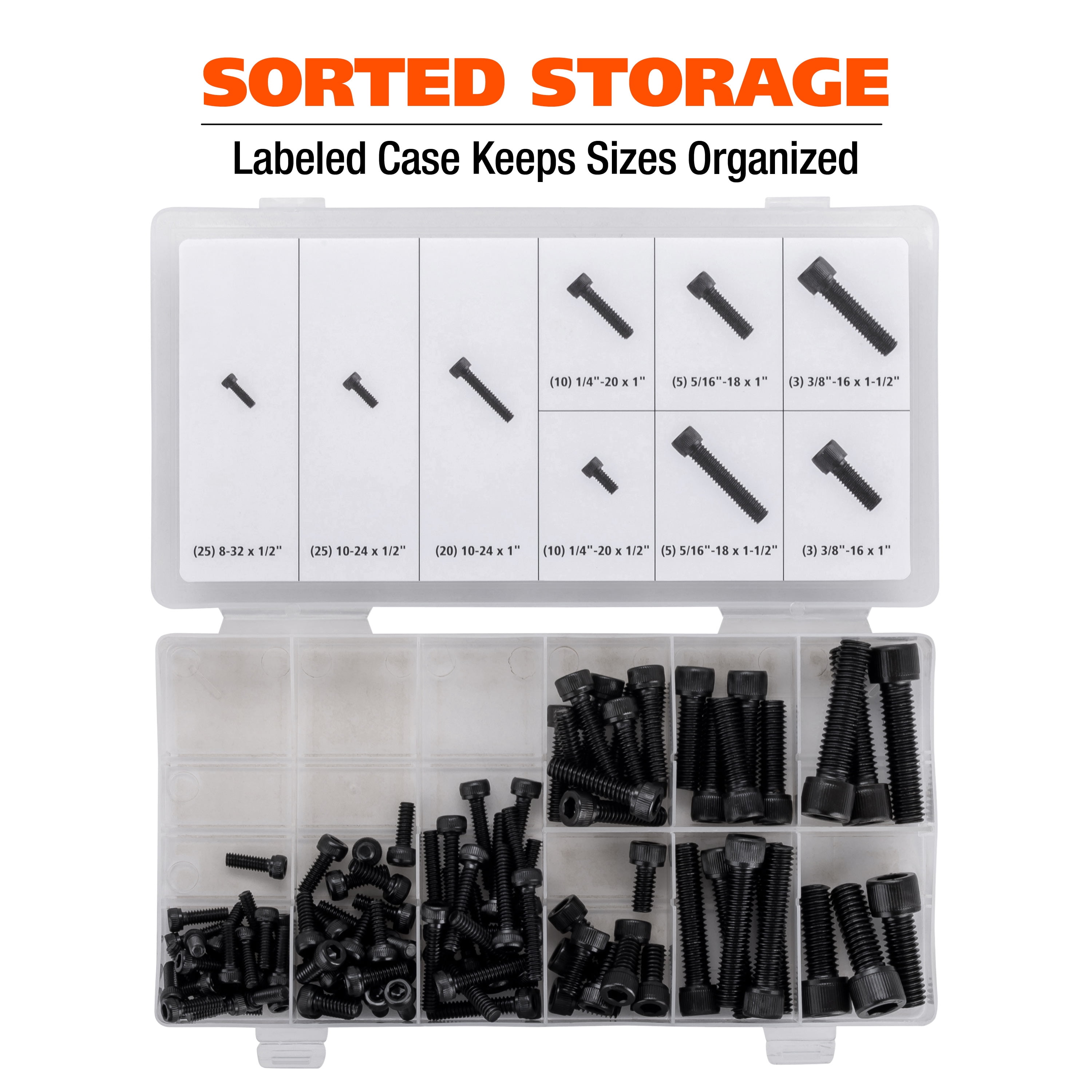 Great Neck Tools Hex Head Cap Screw Assortment, 106 Piece Set