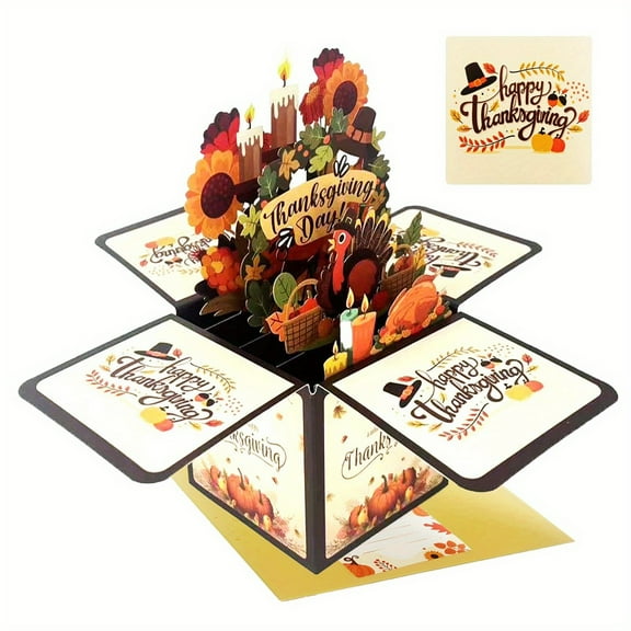 Elegant Choise Thanksgiving Pop-Up Turkey Card - Autumn Harvest Greeting Card With 3D Design