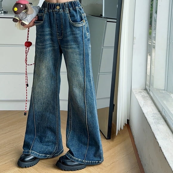 XIMIN Teen Girls Baggy Jeans Streetwear Hip Hop Skater Jeans Vintage Dance Skateboard Pants Y2k Cute Preppy Denim Cargo Pants High Waist Wide Leg Trendy Jean with Pockets
