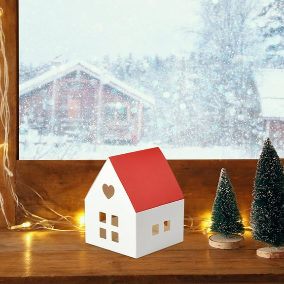 Xecvkr White Red Roof Small House Candy Gift Packaging Box Christmas Party Favor Paper Festive Treat Holder Red 2.6x5.1in 10pcs