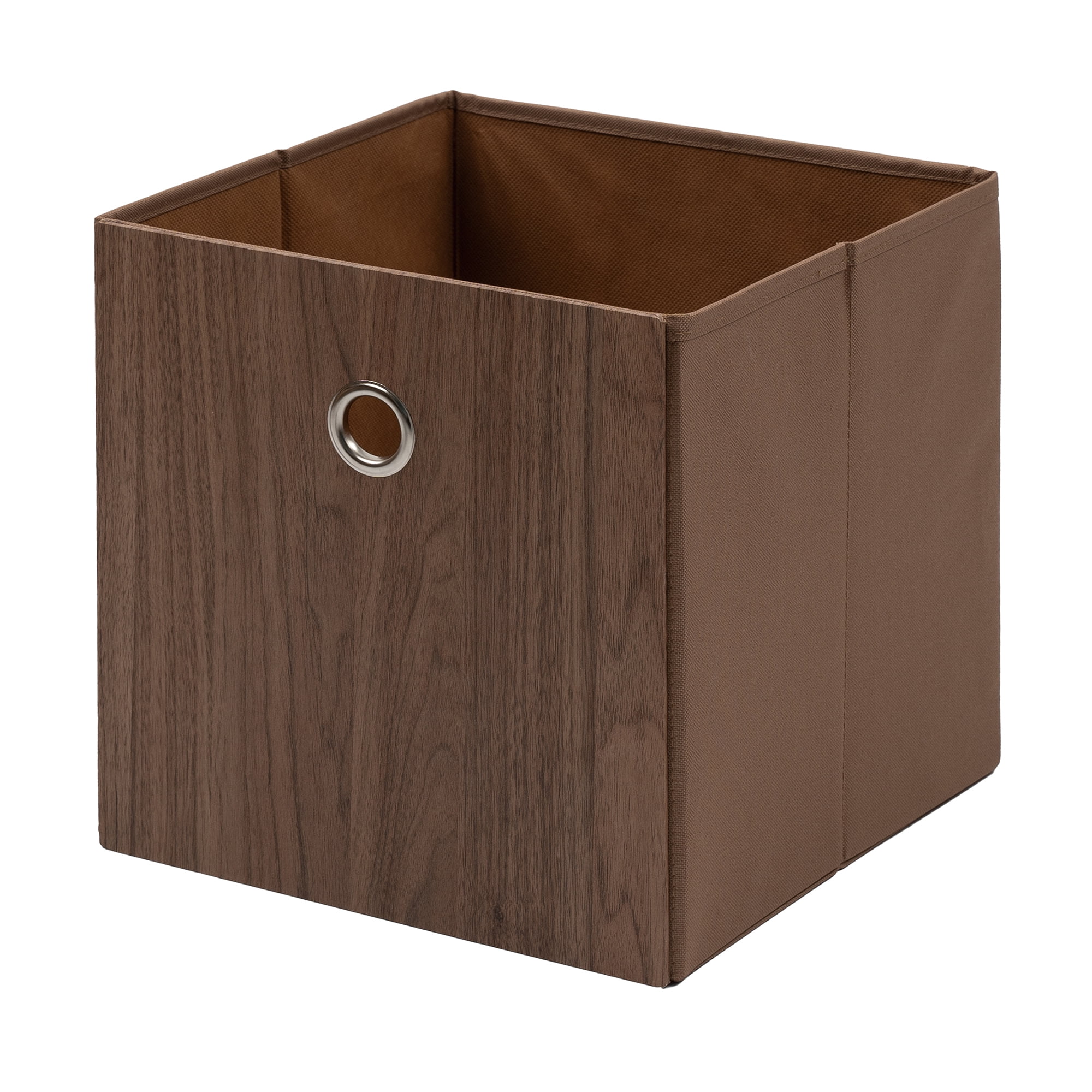(2 pack) Mainstays Collapsible Fabric Cube Storage Bin, Natural Wood Finish, 10.5 in x 10.5 in x 10.75 in