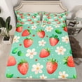 thumbnail image 2 of Manfei Country Floral Twin Sheet Sets,Cute Strawberries Twin Fitted Sheet,Kawaii Daisy Flat Sheet For Girls,Luxury Bedroom Decor,3pcs, 2 of 7