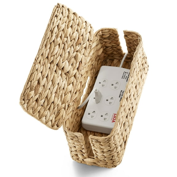 TIDITA Cable Management Box with Lid - 15 inch Cable Organizer Box and Power Strip Box for Electrical Cord Management - Desk Cord Hider and Floor Cable Management for Office (Natural Color, 1)