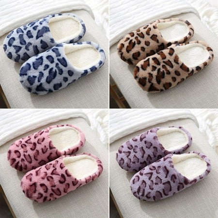 

Women s Fluffy Leopard Slippers Fuzzy Plush Cozy Furry Indoor Outdoor House Shoes
