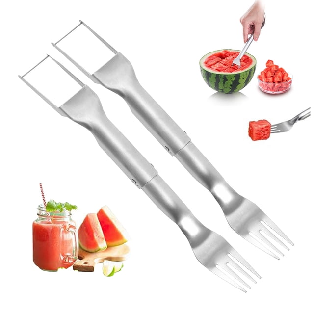 Xihbxyly Cortador de Sandía Plegable, Rebanador Multifuncional de Acero Inoxidable, Tenedor de Fruta de Fácil Agarre, Diseño Portátil para Picnics Al Aire Libre, Reuniones Familiares, Disfrute de Fru